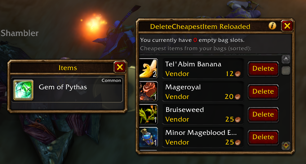 Delete the cheapest item in your bags so you can keep looting